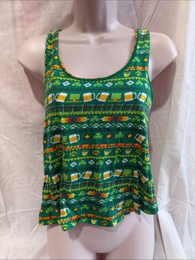 Spencers Green Patterned Tank Top - Casual Women's Sleeveless Tee